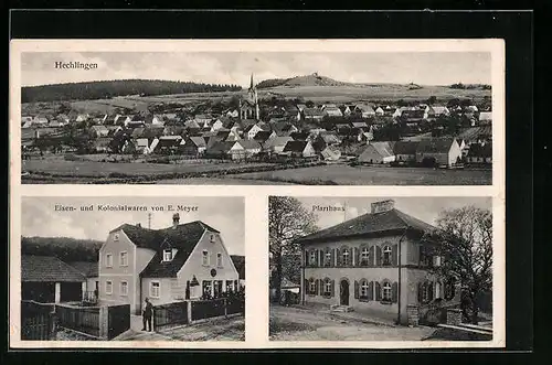 AK Hechlingen, Eisen- und Kolonialwaren von E. Meyer, Pfarrhaus