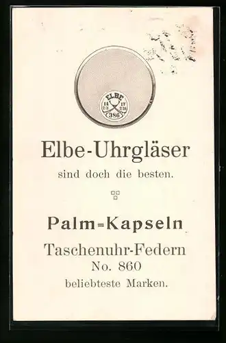 AK Leipzig, Reklame für Elbe-Uhrgläser der Georg Jacob GmbH
