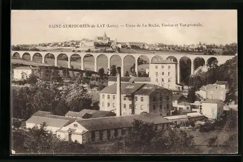 AK St.-Symphoren-de-Lay, Usine de La Roche, Viaduc et Vue gènèrale