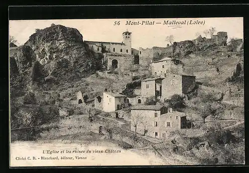 AK Malleval, L`Eglise et les ruines du vieux Chateau