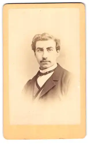 Fotografie Julius Nary, Oschersleben, Halberstädt. Str. 549, Portrait junger Mann mit Fliege im Jackett