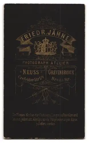 Fotografie Friedr. Jähne, Neuss, Crefelderstr. 17a, Portrait hübsche Dam mit Fächer im prachtvollen Kleid