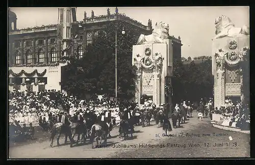 AK Kaiser-Jubiläums-Huldigungs-Festzug Wien 12. Juni 1908, Gruppe IV Aufzug zum Turnier