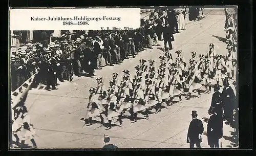 AK Kaiser-Jubiläums-Huldigungs-Festzug Wien 1848-1908