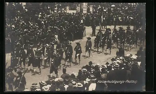 AK Kaiser-Jubiläums-Huldigungs-Festzug, Wien 1908, Bläsergruppe aus Tirol