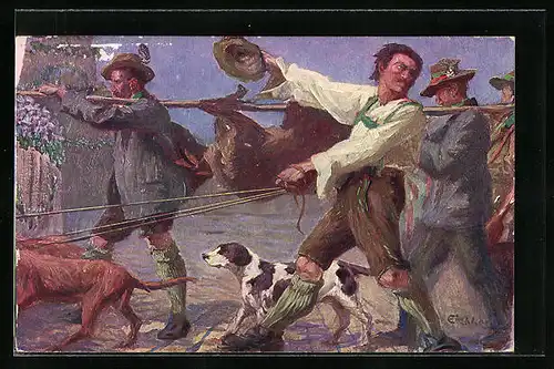 Künstler-AK Kaiser-Jubiläums-Huldigungsfestzug, Wien 1908, Nationalitätengruppe Steiermark