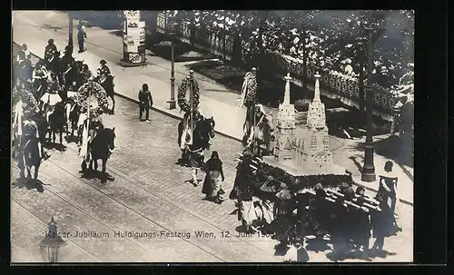 AK Kaiser-Jubiläums-Huldigungsfestzug, Wien 12. Juni 1908, Modell der Stephanskirche