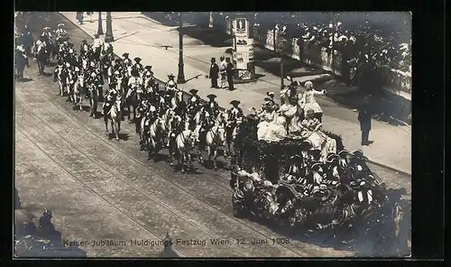 AK Kaiser-Jubiläums-Huldigungsfestzug, Wien 12. Juni 1908, Gr. XI: Zeit Maria Theresias, Schönbrunner Schäferspiel