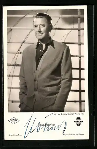 AK Schauspieler Hans Söhnker in dem Film Ein Leben für Do, Autograph