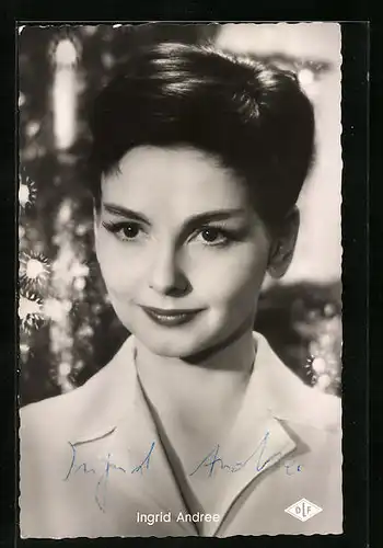 AK Schauspielerin Ingrid Andree in Ihr Leibregiment, Autograph