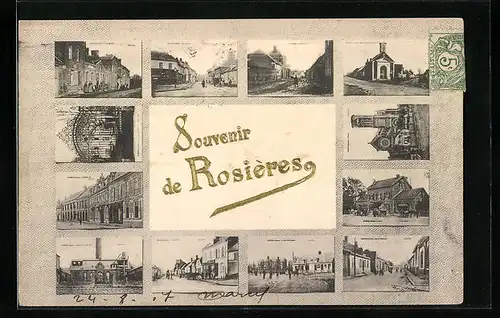 AK Rosières, La Grande Rue, L`Eglise, La Gare, La Place