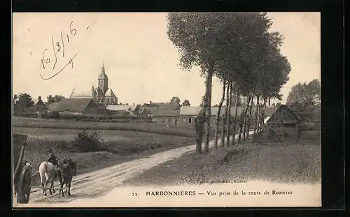 AK Harbonnières, Vue prise de la route de Rozières