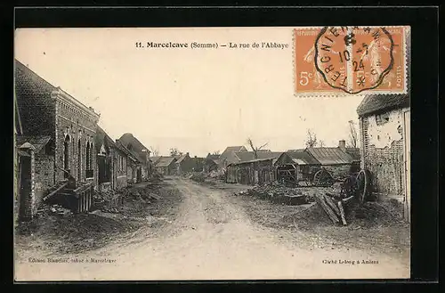 AK Marcelcave, La rue de l`Abbaye