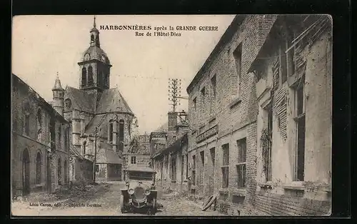 AK Harbonnières, Rue de l`Hote-Dieu après la Grande Guerre