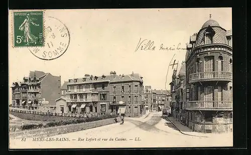 AK Mers-les-Bains, Rue Lefort et rue du Casino