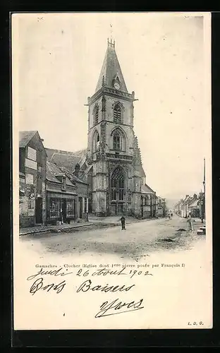AK Gamaches, Clocher (Eglise dont 1ere pierre posèe par Francois I.)