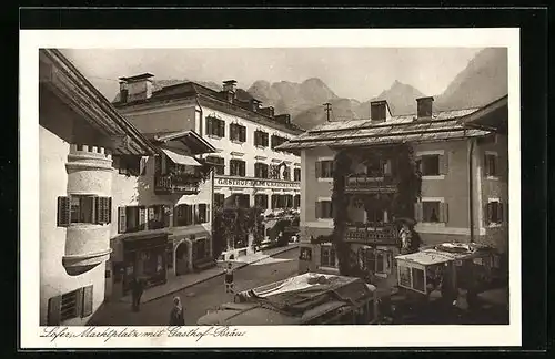 AK Lofer, Marktplatz mit Gasthof-Bräu