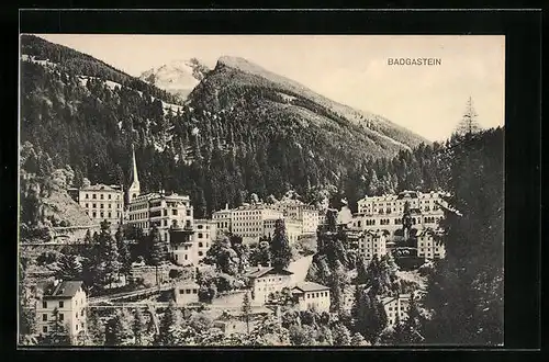 AK Badgastein, Ortsansicht aus der Vogelschau