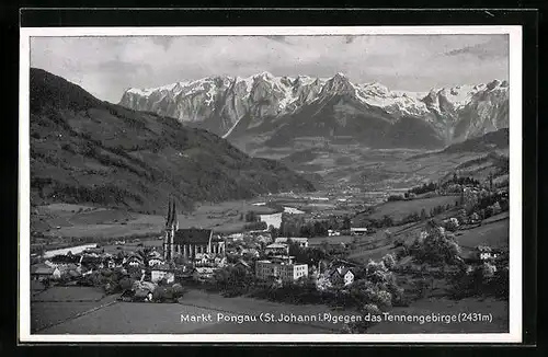 AK Sankt Johann im Pongau, Ortsansicht gegen das Tennengebirge