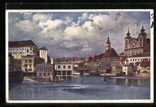 AK Steyr, Flusspartie mit Brücke