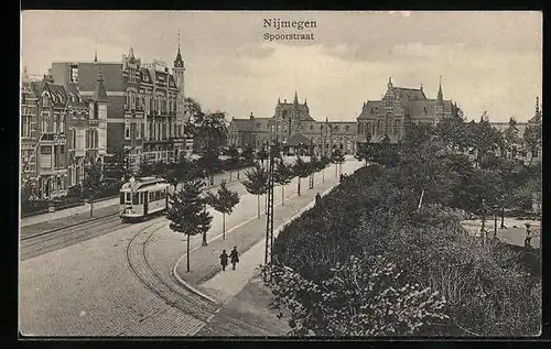 AK Nijmegen, Strassenbahn in der Spoorstraat