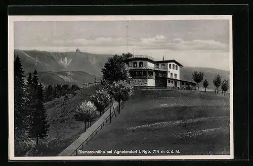 AK Agnetendorf, Blick auf das Gasthaus Bismarckhöhe