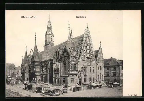 AK Breslau, am Rathaus