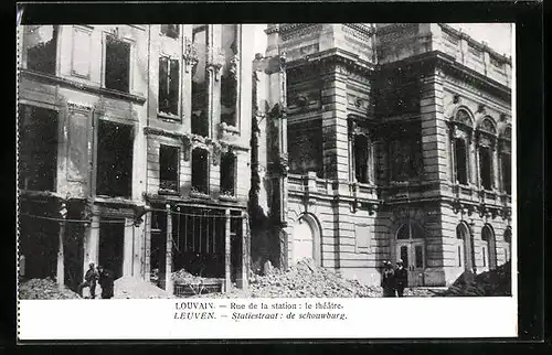 AK Louvain, Rue de la station, le théatre