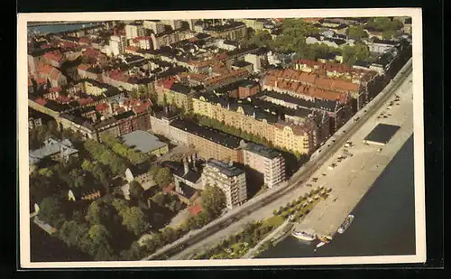 AK Stockholm, Flygfoto över Norr Mälarstrand och Kungsholmen