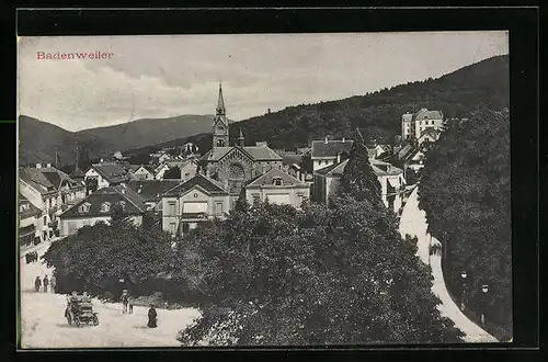 AK Badenweiler, Blick auf die Kirche im Ort