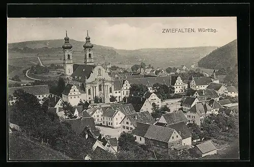AK Zwiefalten in Württbg., Blick auf die Abtei im Ort
