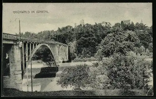 AK Grünwald im Isartal, Partie an der Brücke in die Stadt