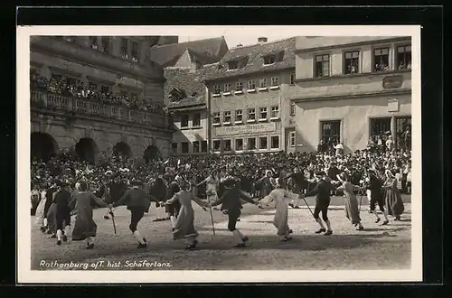 AK Rothenburg o. Tauber, historischer Schäfertanz auf dem städtischen Platz