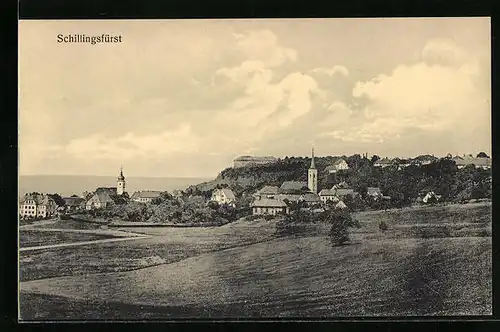 AK Schillingsfürst, Ortstotale mit der Kirche