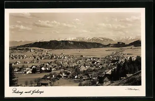 AK Peiting, Generalansicht mit Gebirgspanorama