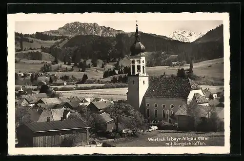 AK Wertach im bayr. Allgäu, der Sorgschroffen von der Kirche aus gesehen