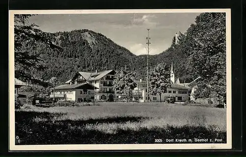 AK Dorf Kreuth, Blick zum Gasthof z. Post