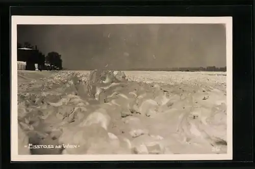 AK Wien, Eisstoss, Blick über die gefrorene Donau