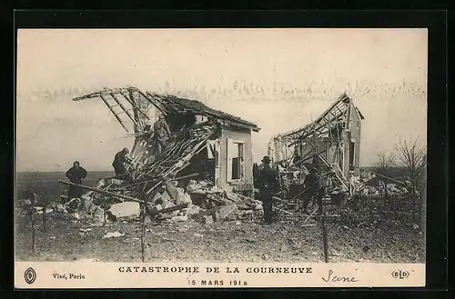 AK Courneuve, Catastrophe, 15 Mars 1918, in den Häuserruinen, Explosion