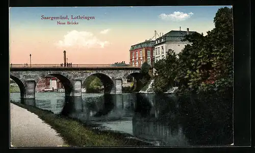 AK Saargemünd i. L., Partie an der Neuen Brücke