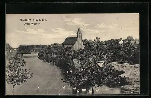 AK Rixheim, Kirche und Alter Weiher