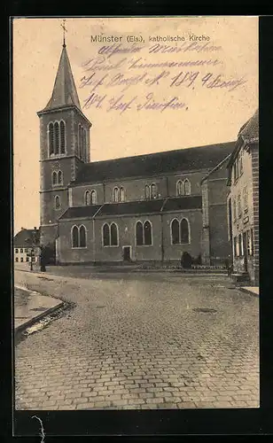 AK Münster i. Els., an der Katholischen Kirche