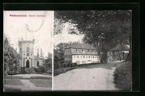 AK Weidmannsheil, Teilansicht mit Passanten