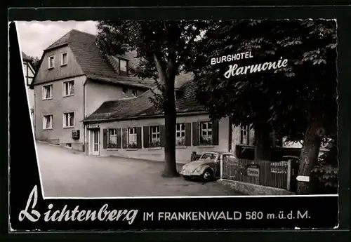 AK Lichtenberg im Frankenwald, Hotel Harmonie mit Auto