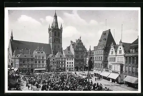 AK Trier, Hauptmarkt aus der Vogelschau