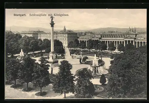 AK Stuttgart, Schlossplatz mit Königsbau