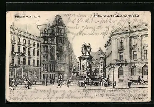 AK Frankfurt /Main, Rossmarkt und Gutenberg-Denkmal