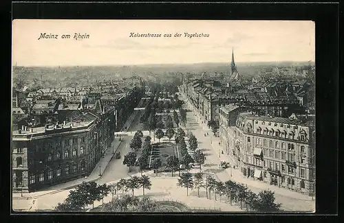 AK Mainz am Rhein, Kaiserstrasse aus der Vogelschau