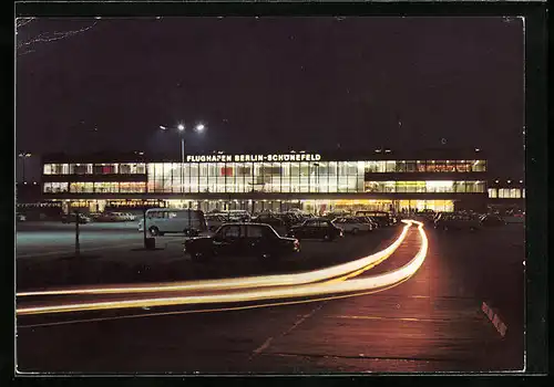 AK Berlin-Schönefeld, Flughafen bei Nacht