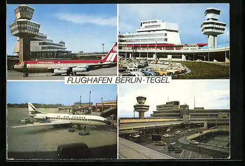 AK Berlin-Tegel, Flughafen in vier Ansichten
